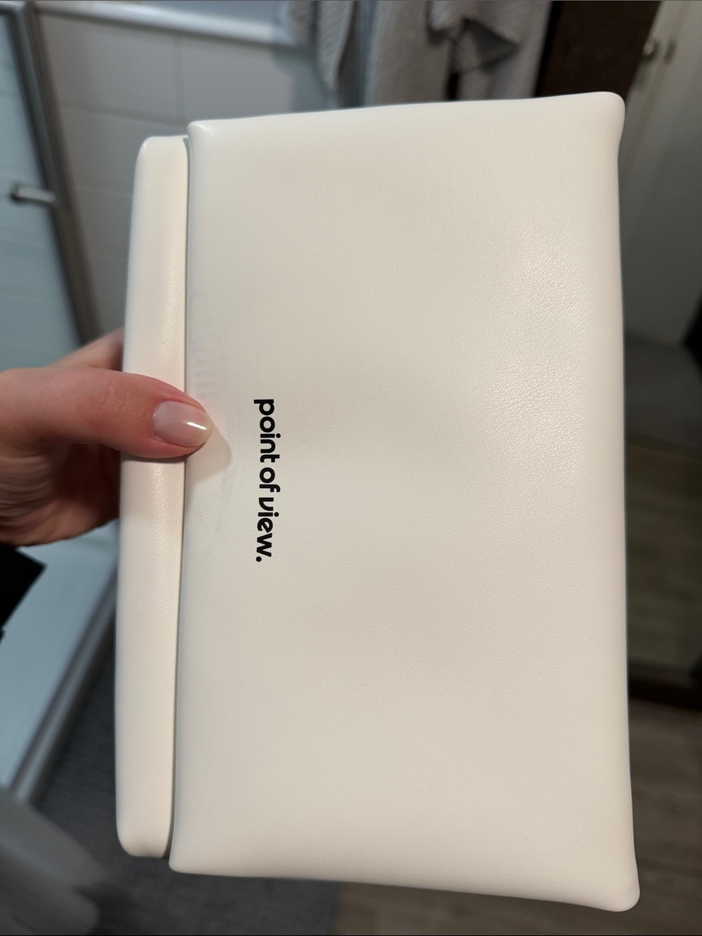 Point of View White Fold-Over Clutch